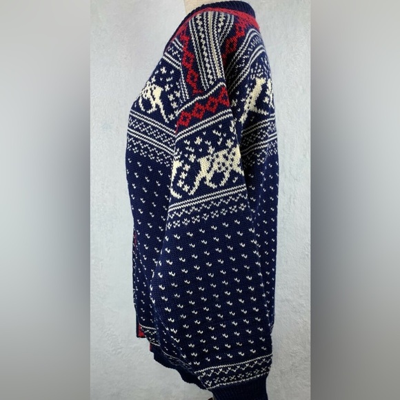 DALE of norway virigin wool sweater womens size XXL loose weave navy winter - Picture 12 of 14